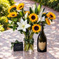 Sunflowers, White Lilies & Champagne