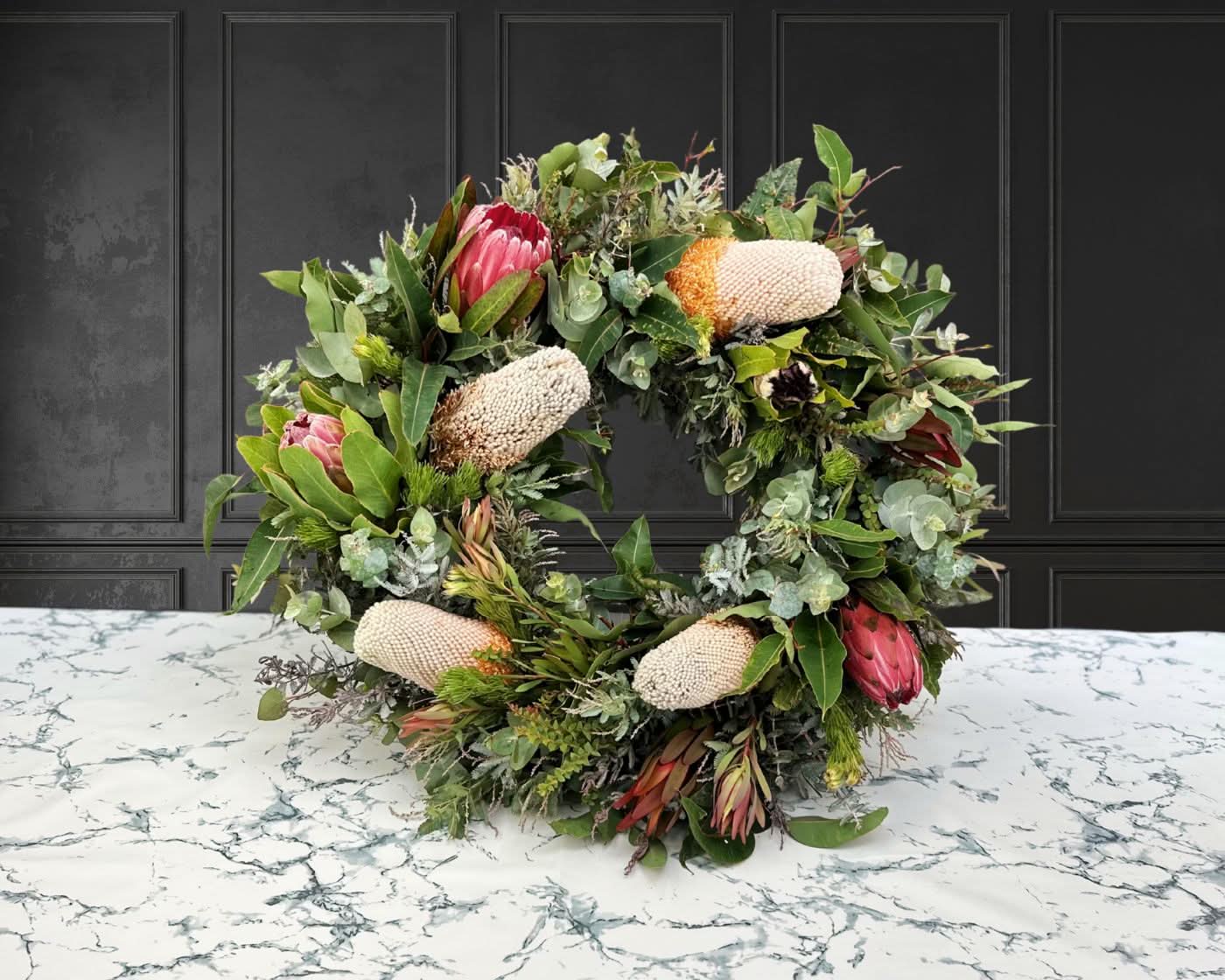 native flower wreath. christmas wreath for delivery