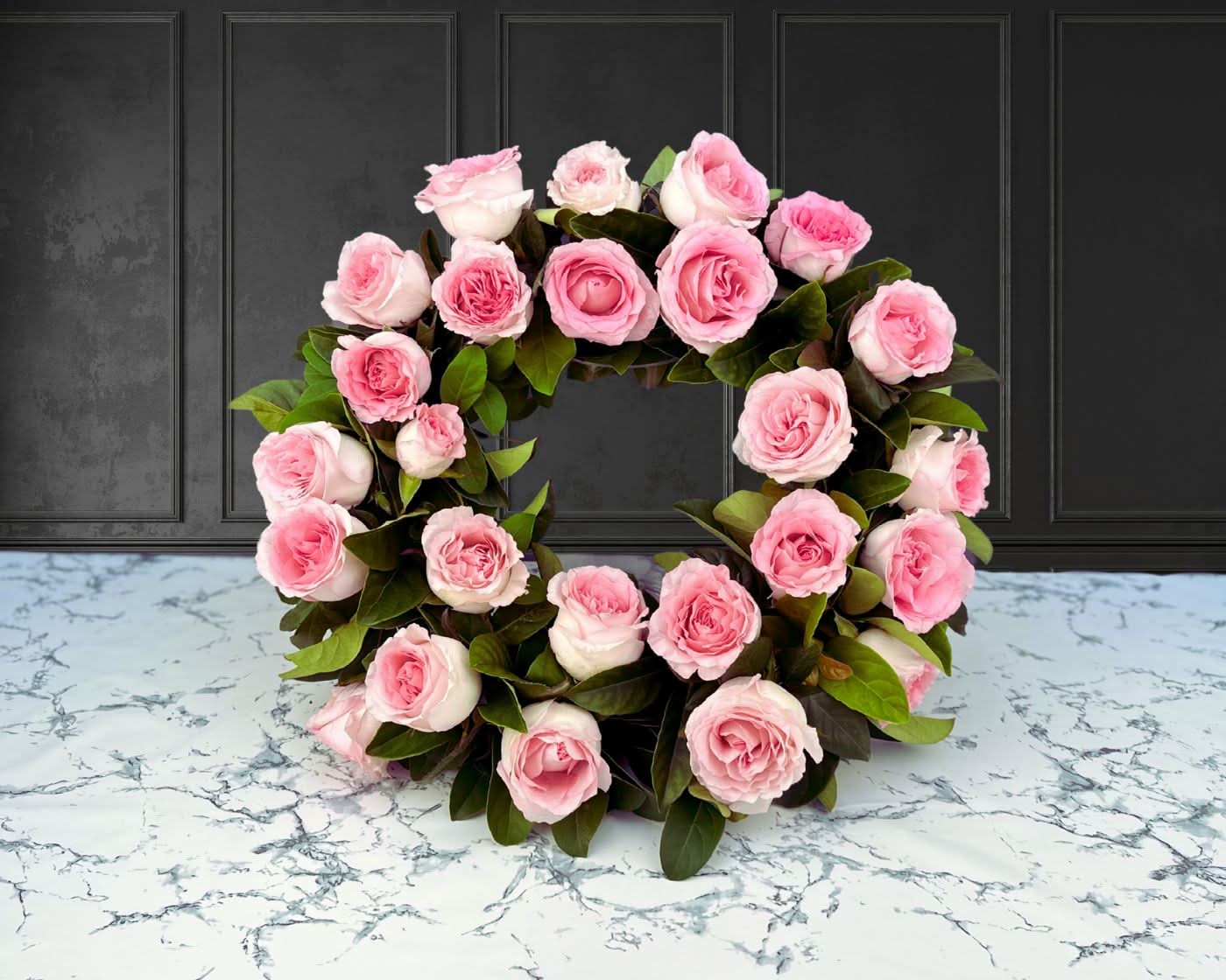 pink rose flower wreath