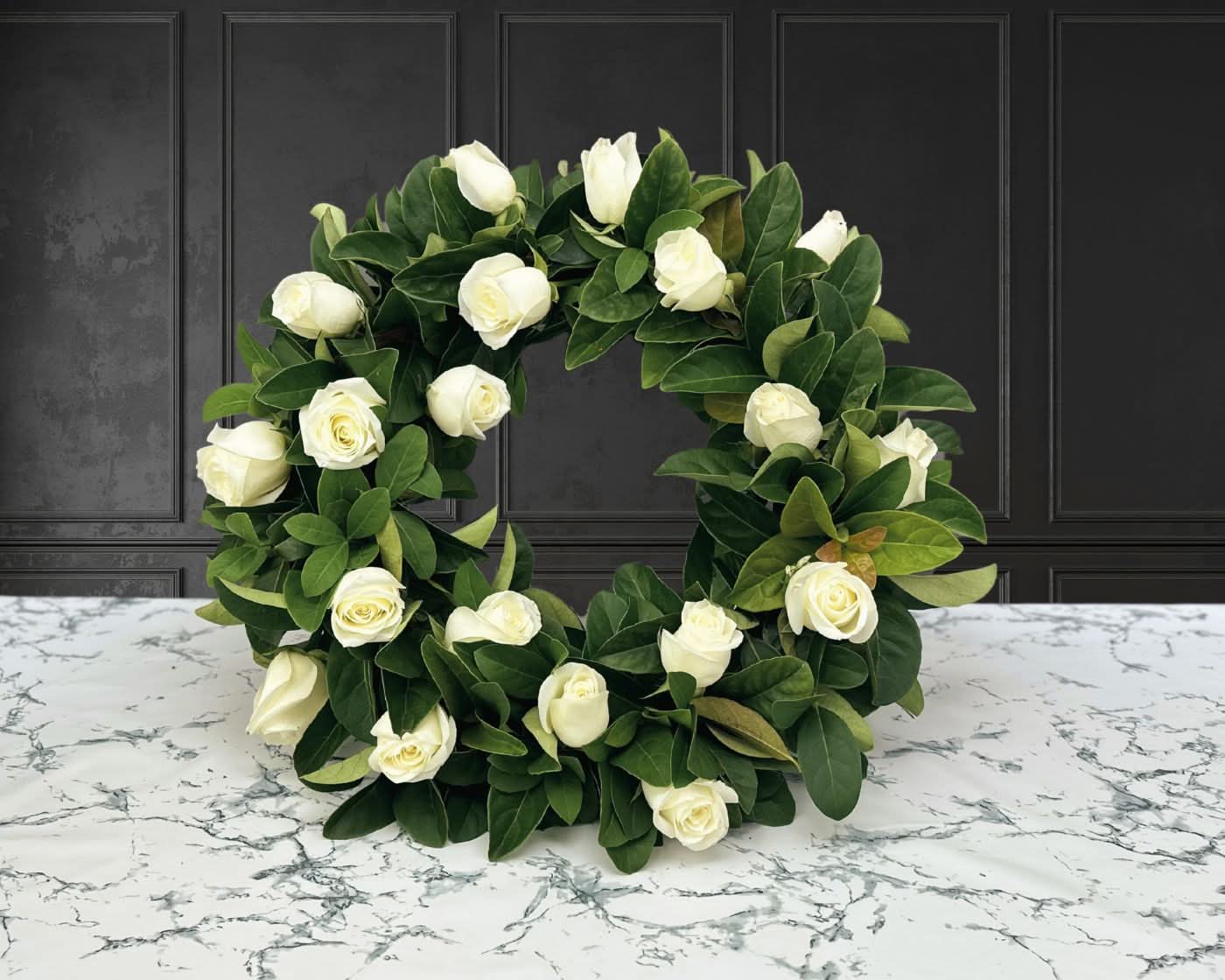 white rose flower wreath