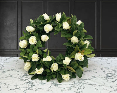 white rose flower wreath