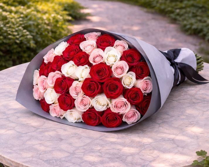 Mother's Day Flowers - Tri-Colour Rose Bouquet