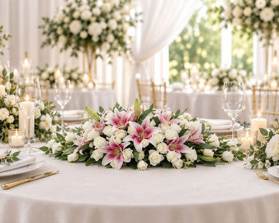 Pink Lilies & White Roses Centrepiece