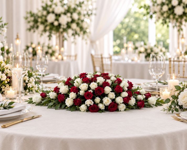 Red & White Rose Centrepiece