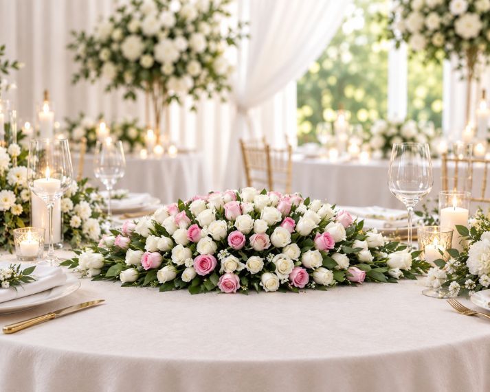 White & Pink Rose Centrepiece