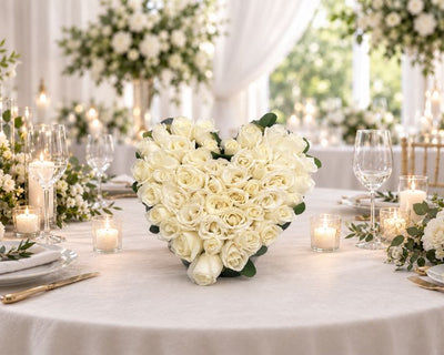 White Roses Love Heart