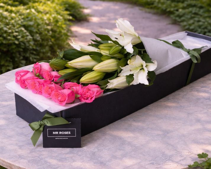 Mother's Day Flowers - White Lilies & Pink Roses