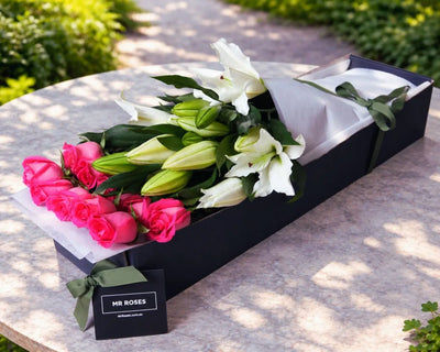 White Lilies & Pink Roses