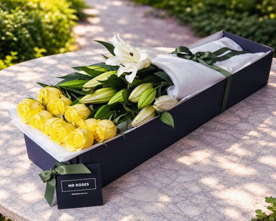 White Lilies & Yellow Roses