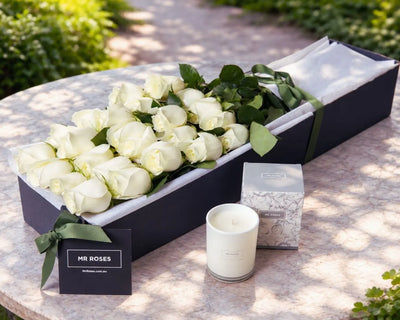 White Roses & Scented Candle