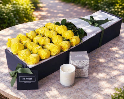 Yellow Roses & Scented Candle