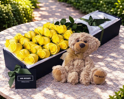 Yellow Roses & Teddy Bear