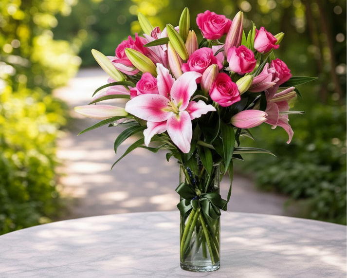 Mother's Day Flowers - Pink Lilies & Pink Roses