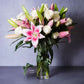 fragrant pink lilies and white roses flower arrangement 