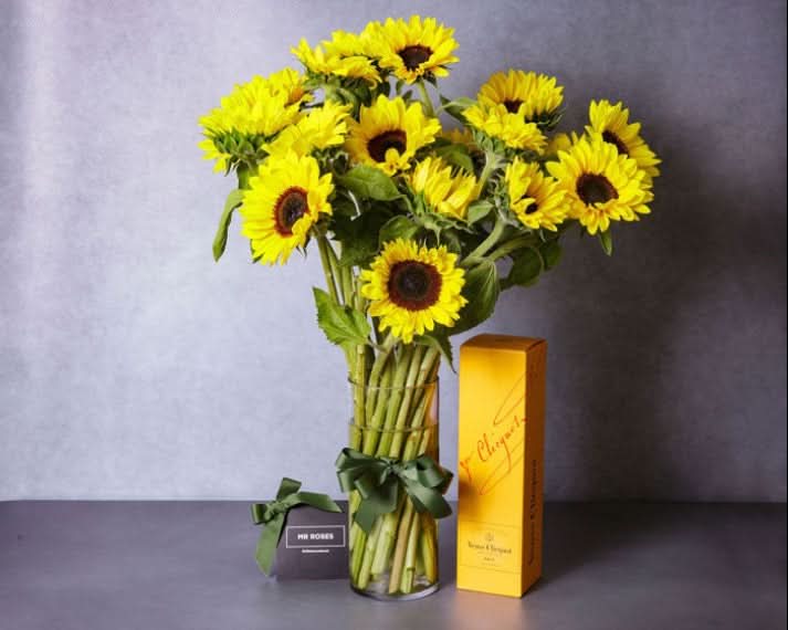 Sunflowers and verve champagne