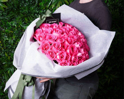 Signature Pink Rose Bouquet by Mr Roses