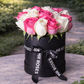 pink and white roses hat box
