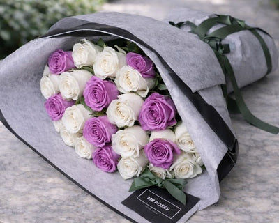 Mother's Day Flowers - Purple & White Rose Bouquet