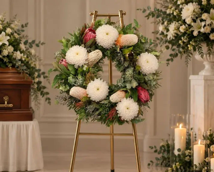 Wildflowers & White Chrysanthemums Wreath