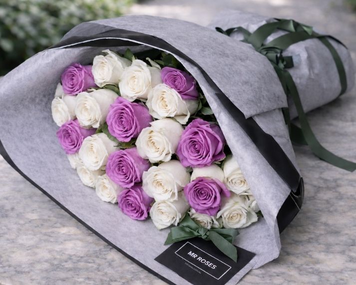 Mother's Day Flowers - Purple & White Rose Bouquet