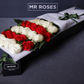 white and red long stemmed roses
