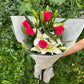 fragrant white lilies and pink roses flower bouquet
