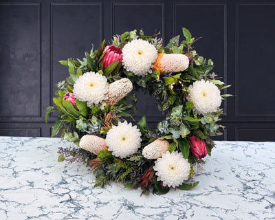 Wildflowers & White Chrysanthemums Wreath