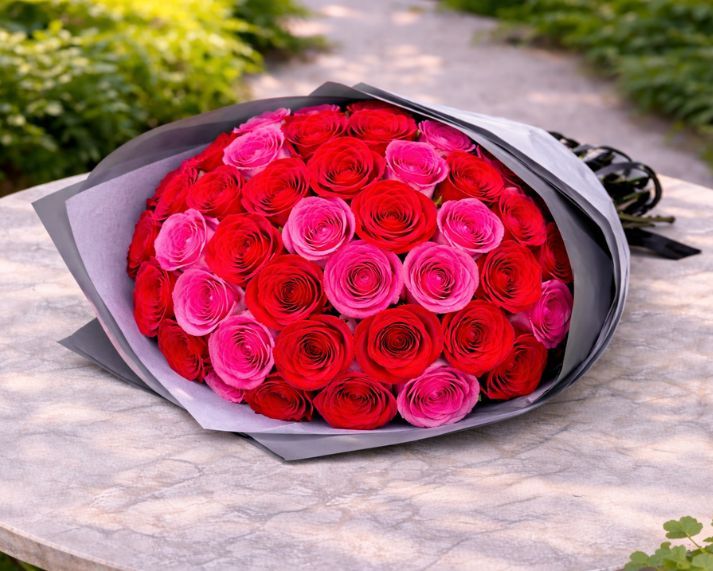 Mother's Day Flowers - Pink & Red Rose Bouquet