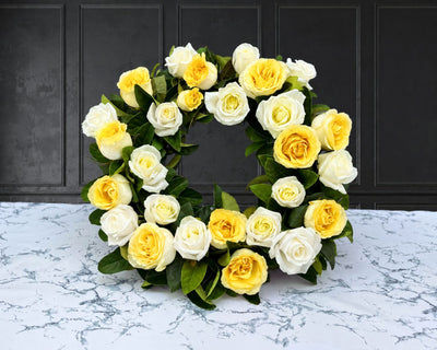 Yellow Roses & White Roses Wreath