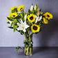 sunflowers and fragrant white lilies flower arrangement for delivery