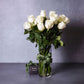 Long Stemmed White Roses in a Vase