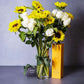 Sunflowers, White Roses & Champagne