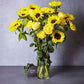 Sunflowers & Yellow Roses Flower Arrangement in Vase