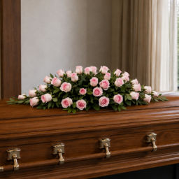 Funeral Pink Rose Casket Flowers