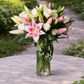 fragrant pink lilies and white roses flower arrangement 