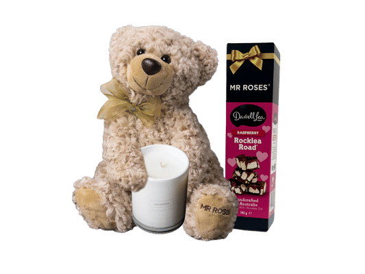 Valentine's Day Teddy, Chocolate & Candle