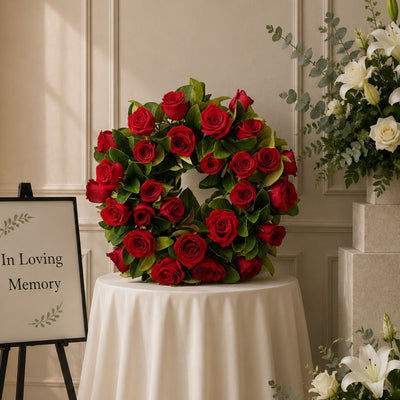 Red Rose Funeral Wreath