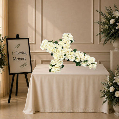 White Rose Funeral Flower Cross