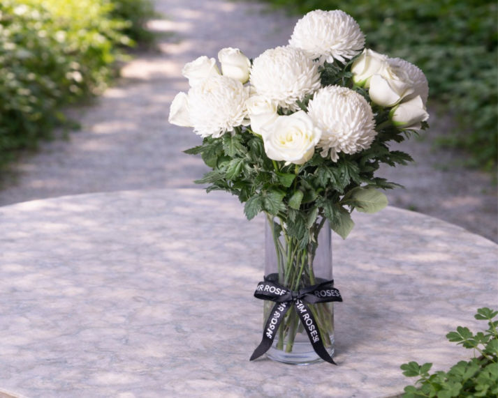 heavenly white delight flower arrangement