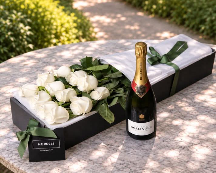 TAB Exclusive - 24 Long Stemmed Roses & Bollinger