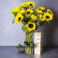 Sunflowers and Moet champagne