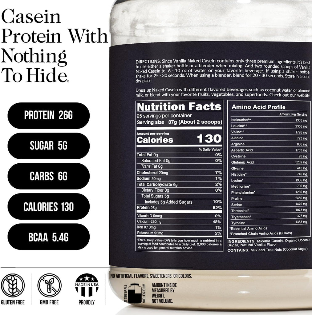 Vanilla Casein Protein Powder | Naked Vanilla Casein 2LB