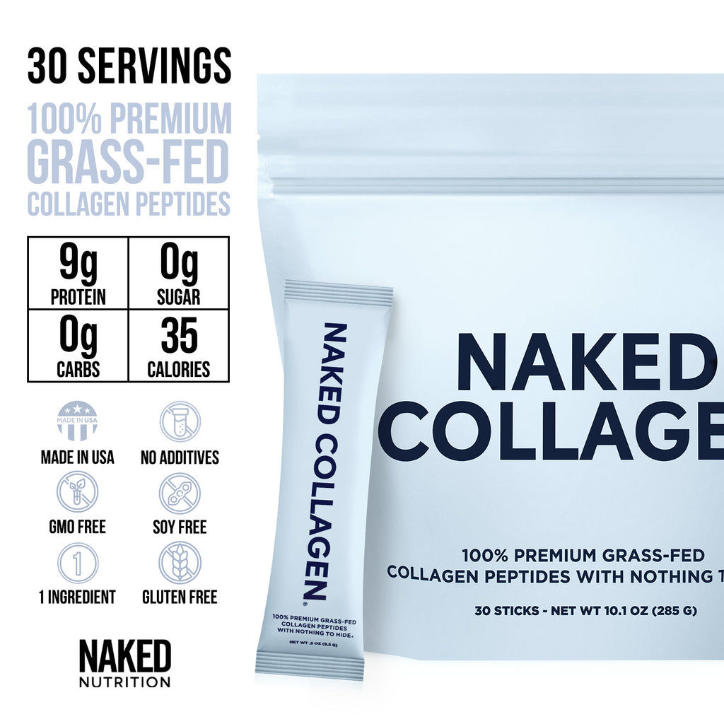 Naked Collagen Peptides Protein Powder | Naked Collagen - 30 Sachets