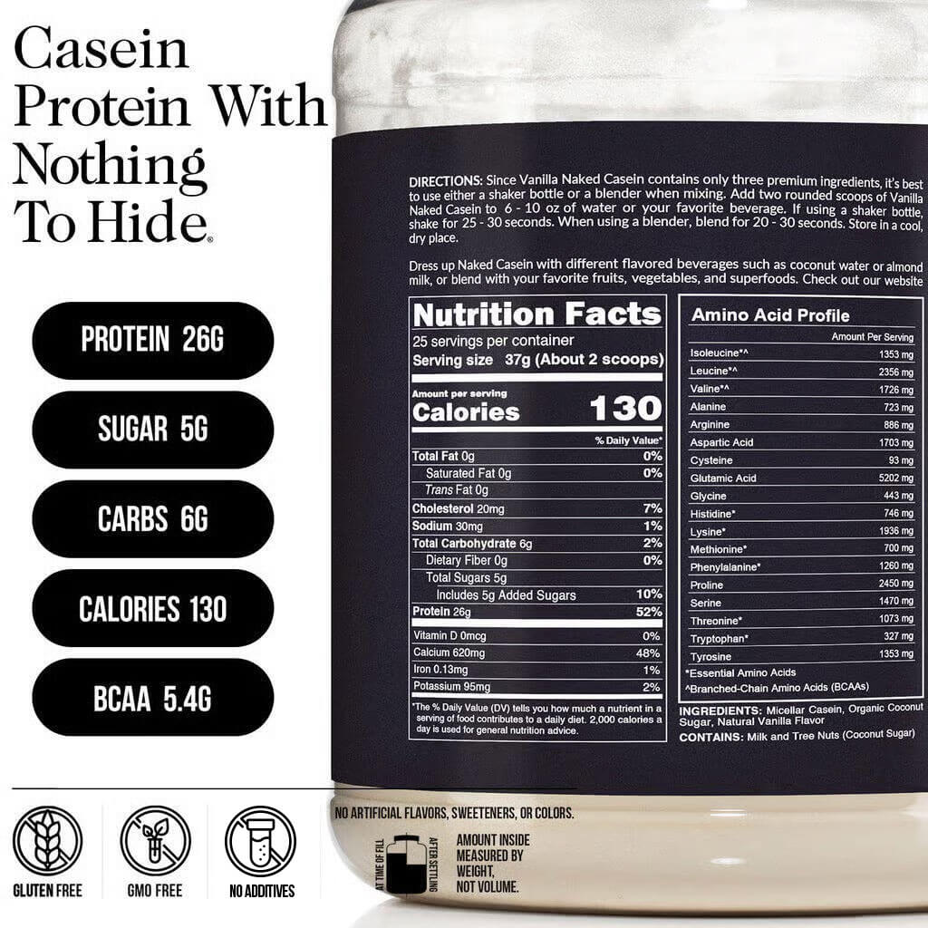 Vanilla Casein Protein Powder | Naked Vanilla Casein 2LB