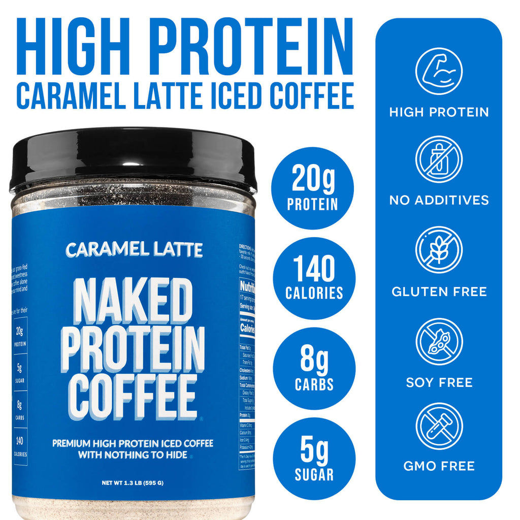 Caramel Latte Protein Iced Coffee | Naked Protein Coffee - 17 Servings