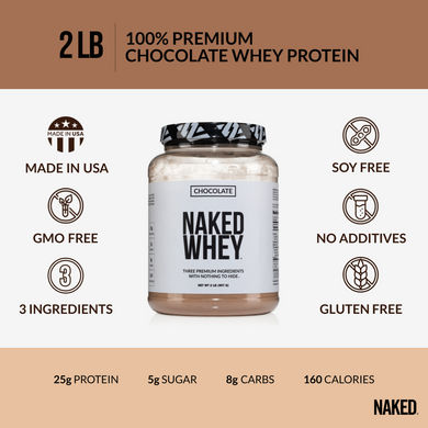 Chocolate Whey Protein Powder 2lb - Naked Whey