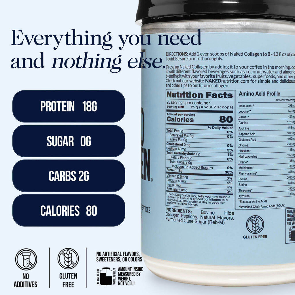 Proteína en polvo de péptidos de colágeno | Naked Collagen - 20 oz