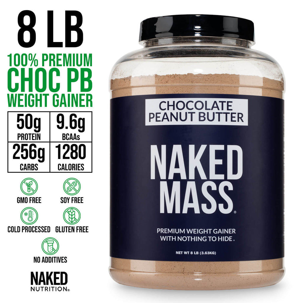Chocolate Peanut Butter Mass Gainer Protein Supplement | Naked Mass - 8LB