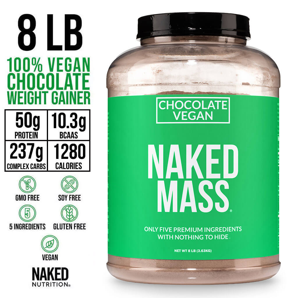 Chocolate Vegan Mass Gainer Supplement | Naked Vegan Mass - 8LB