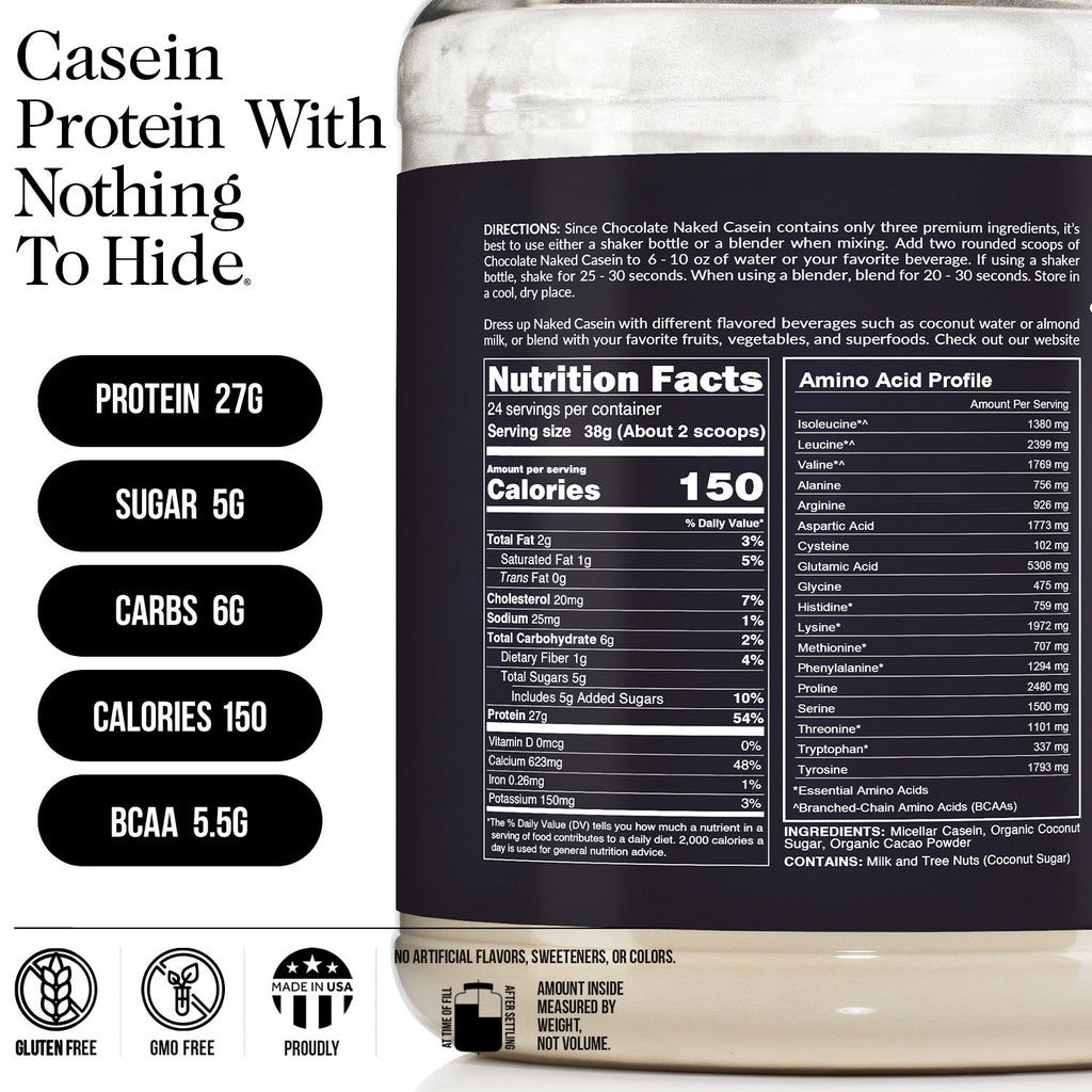 Chocolate Casein Protein Powder | Naked Chocolate Casein 2LB